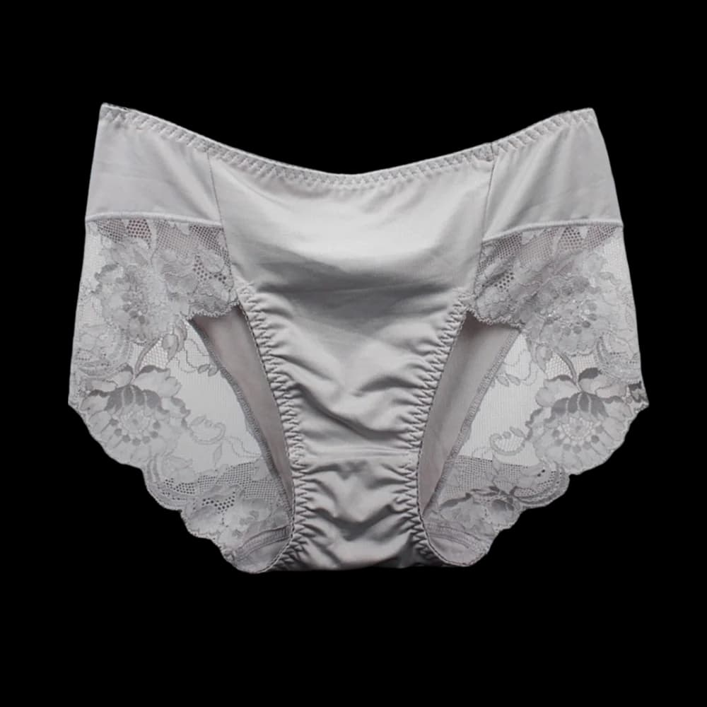 Mutandine Comode a Vita Media in Pizzo con Inserto in Cotone a Rete, Slip Floreali Plus Size da Donna