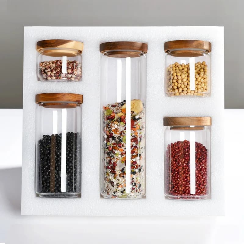 Set di Contenitori per Cucina Barattolo in Vetro a Forma di Buccia di Mandarino Sigillato per Conservare Cereali Frutta Secca Spezie
