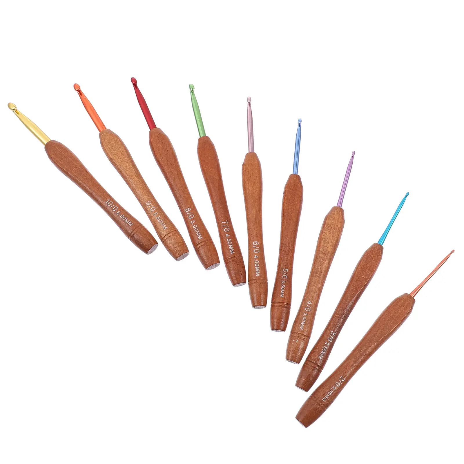 Set di 9 Uncinetti Premium con Manici in Legno di Sequoia e Aste in Alluminio, Impugnatura Confortevole per Lunghe Sessioni di Lavoro a Maglia, per Maglioni, Cappelli e Sciarpe