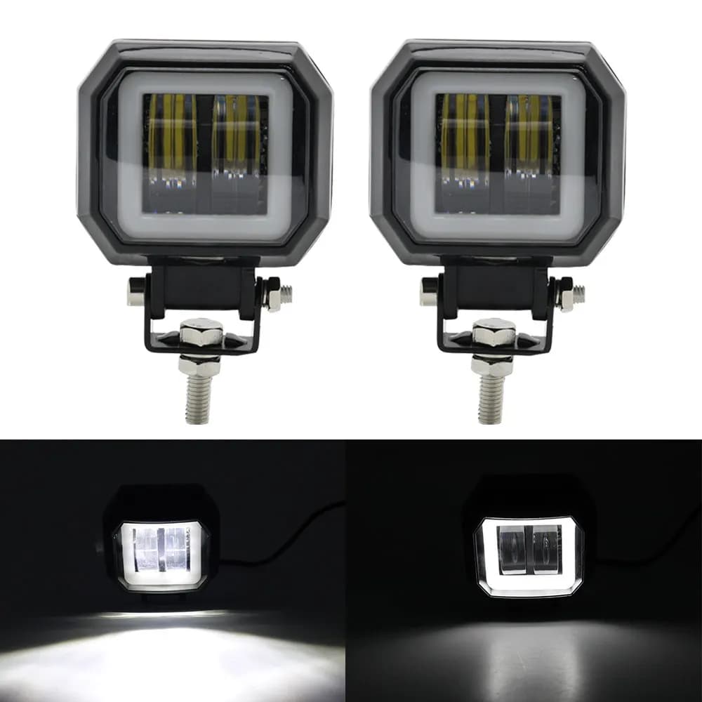 1/2PCS 12V-24V Waterproof Round Angel Eyes LED Light Portable Spotlights Motorcycle Offroad Truck Driving Car Boat Work Light