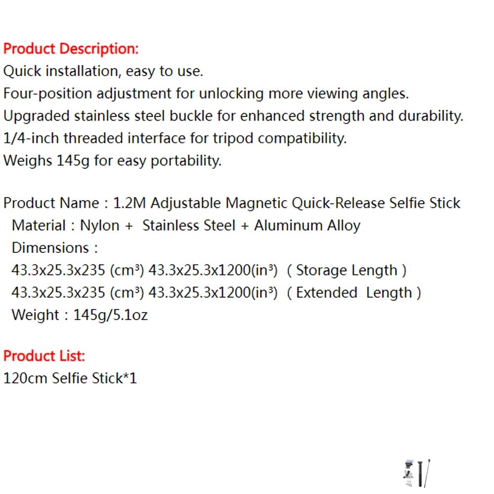 Per DJI OSMO Action6 /NANO/OSMO 360/Action 5Pro/4/3 Asta Selfie Regolabile a Sgancio Rapido Bidirezionale Accessorio per Fotocamera Sportiva