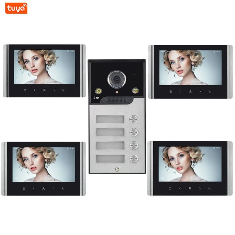 Videocitofono Wi-Fi Tuya Smart 1080P per Sistema Intercomunicante per Appartamenti, Campanello per Casa con Monitor da 7 Pollici