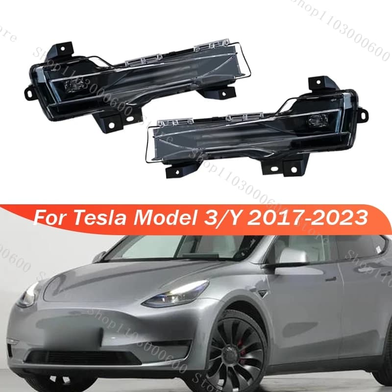 Daylights and Fendinebbia for Tesla Model 3/Y 2017-2023, Front Signal Light for bumper 1077391-00-E 1077392-00-E