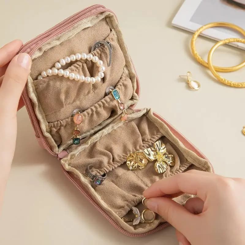 Portable Luxury Jewelry Bag Small Travel Organizer With Compartments Waterproof Pouch For Earrings Bracelets Rings