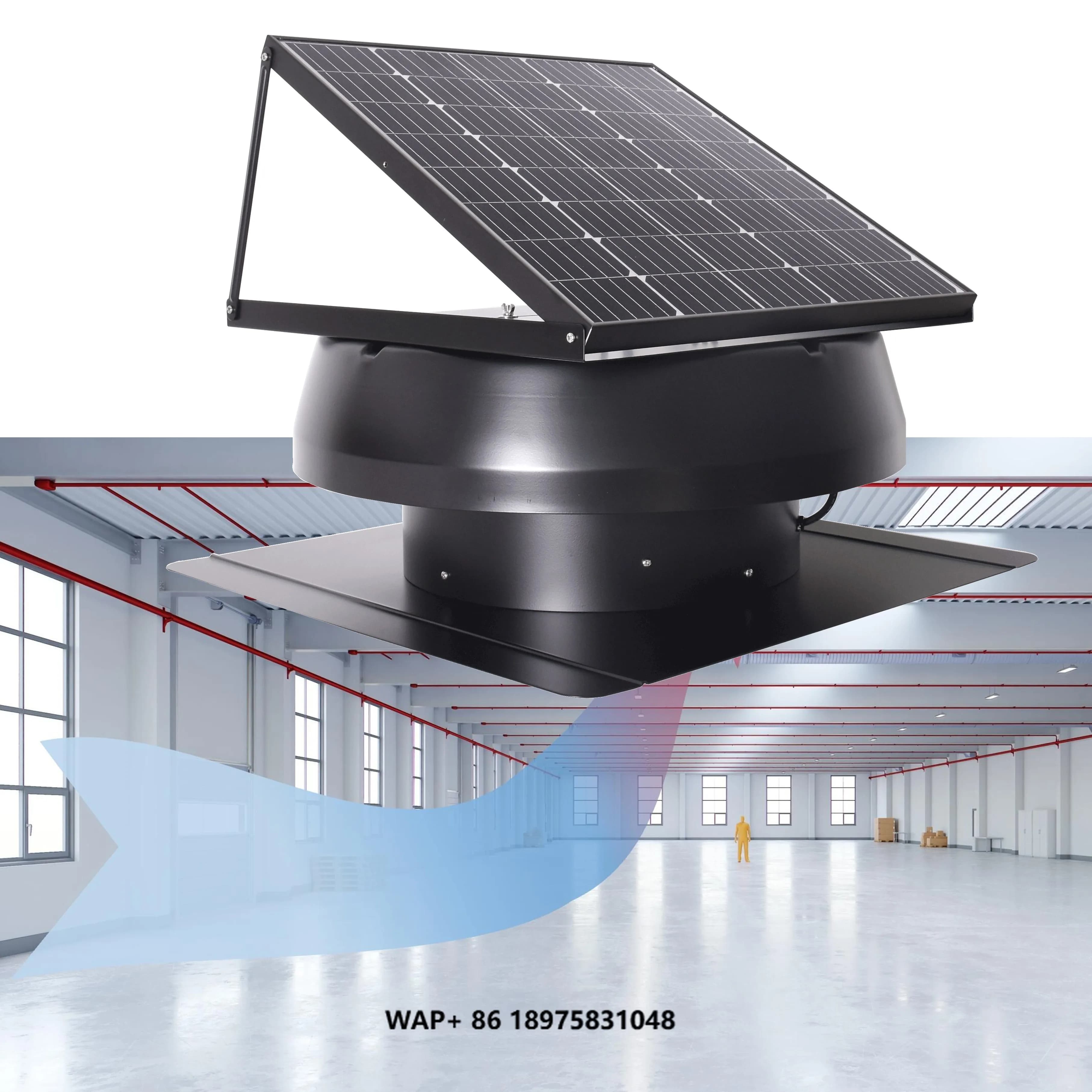 Estrattore di calore del pannello solare da 50 W 14 '' Soffitta Gable Ventilazione del soffitto Ventilatore di scarico del tetto Fabbrica DC Ventilatore d'aria Tutta la casa Eco Vent