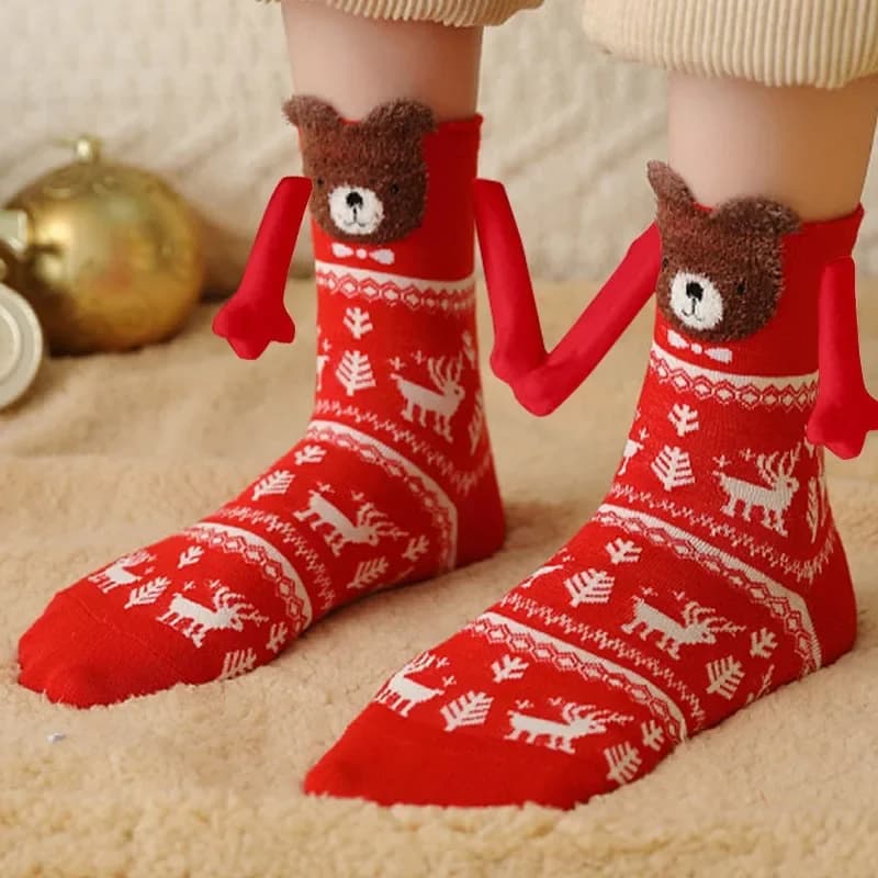 Natale mano In mano coppia carino babbo natale pupazzo di neve magnete tirare le mani calzini buon natale Decor felice anno nuovo 2025