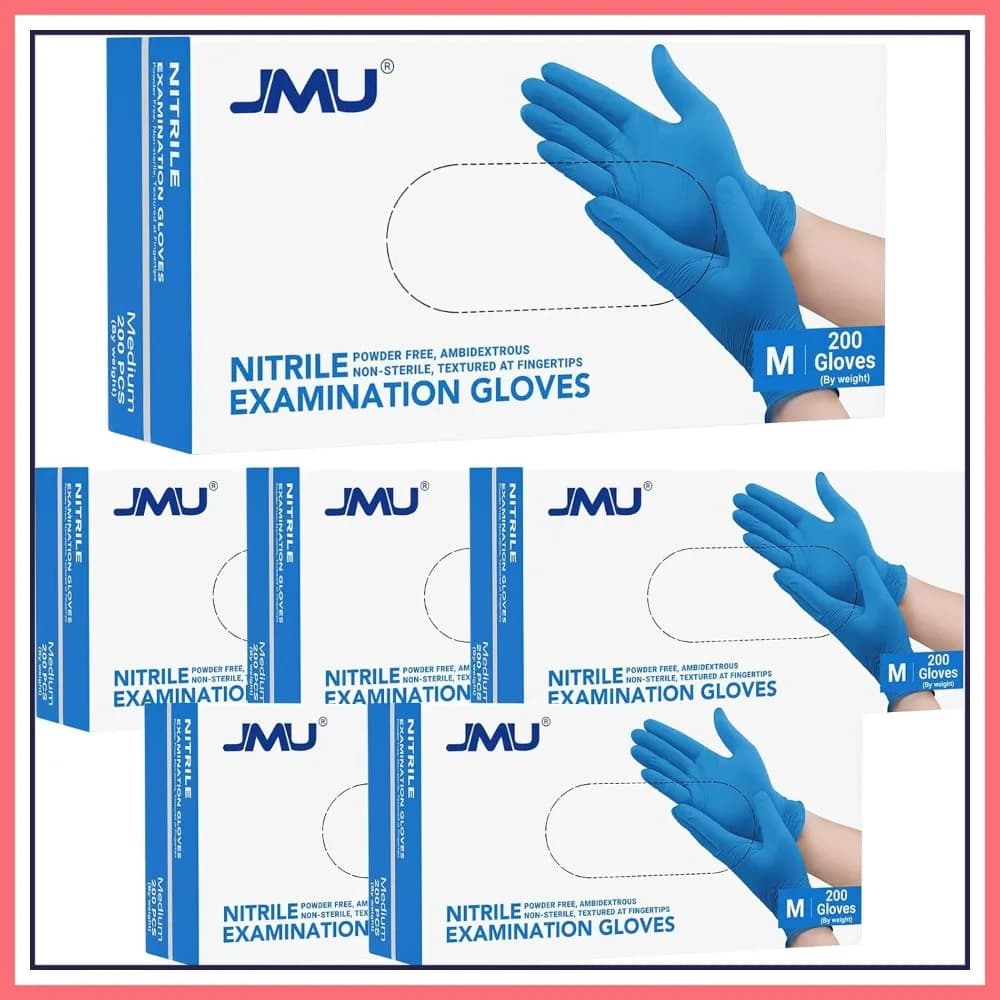 Guanti in Nitrile Medi, 1200 Pezzi, 3.5 Mil, Senza Lattice, Senza Polvere, Guanti Medici Monouso, Blu