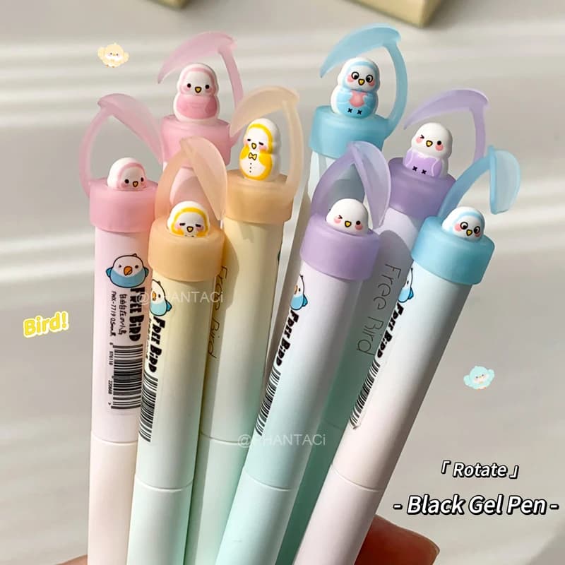 4 Pz/set Creativo Uccello Ruota Penna Gel Per Gli Studenti 0.5 MILLIMETRI Ad Asciugatura Rapida Penna di Scrittura Liscia Ufficio Penna Nera Piccolo Regalo