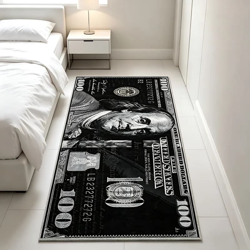 Tappeto Creativo Colorato con Stampa di Banconote, Grande Tappeto Decorativo per Camera da Letto e Ingresso, Antiscivolo e Resistente alle Macchie