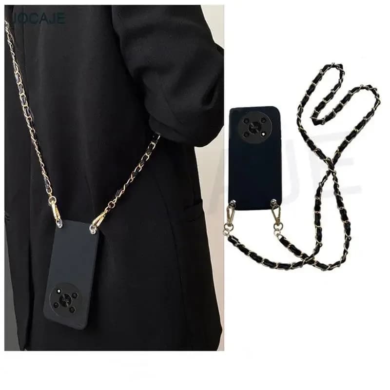 Collana a catena in pelle con tracolla Custodia per telefono con cordino per Honor Magic 6 Pro Honor 200 Smart 90 100 Pro X9B X8B X7B X6B Cover morbida