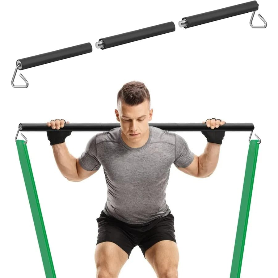 Barra di resistenza portatile per allenamento fitness a casa: barra di allenamento regolabile da 26,4 pollici o 39,4 pollici per esercizi di forza Ideale per