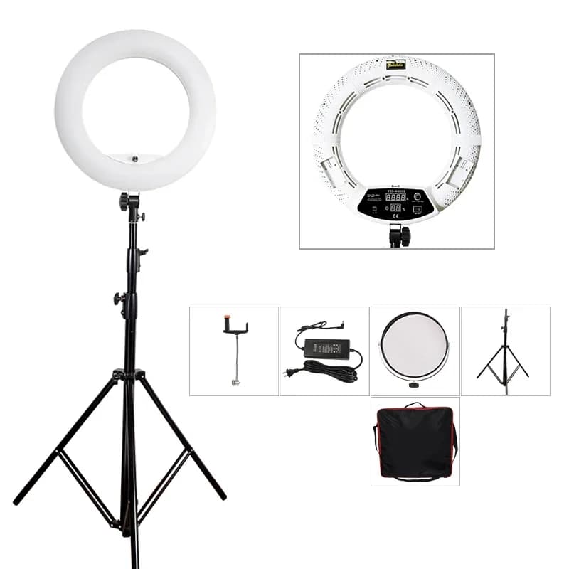 Yidoblo White FD-480II 18" Studio Dimmable Ring Light 5500K 480 LED Video Light Lamp Photographic Lighting + Tripod (200cm)+ Bag