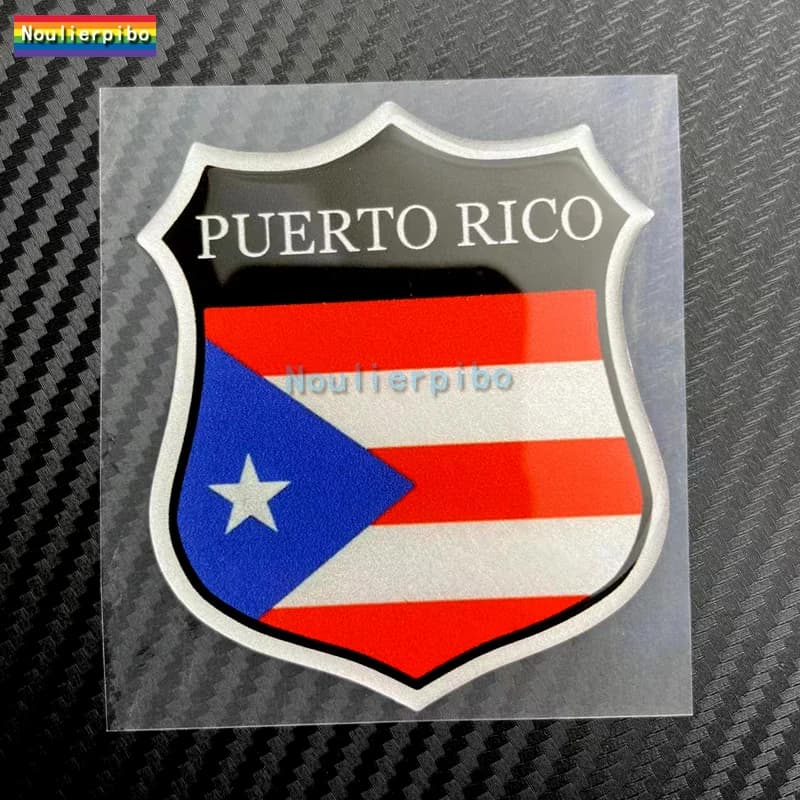 3D Car Sticker Puerto Rico Flag Logo Sticker Resin Dome Sticker Gel Vinyl Decal Car Motorcycle Helmet Trunk Laptop Decal