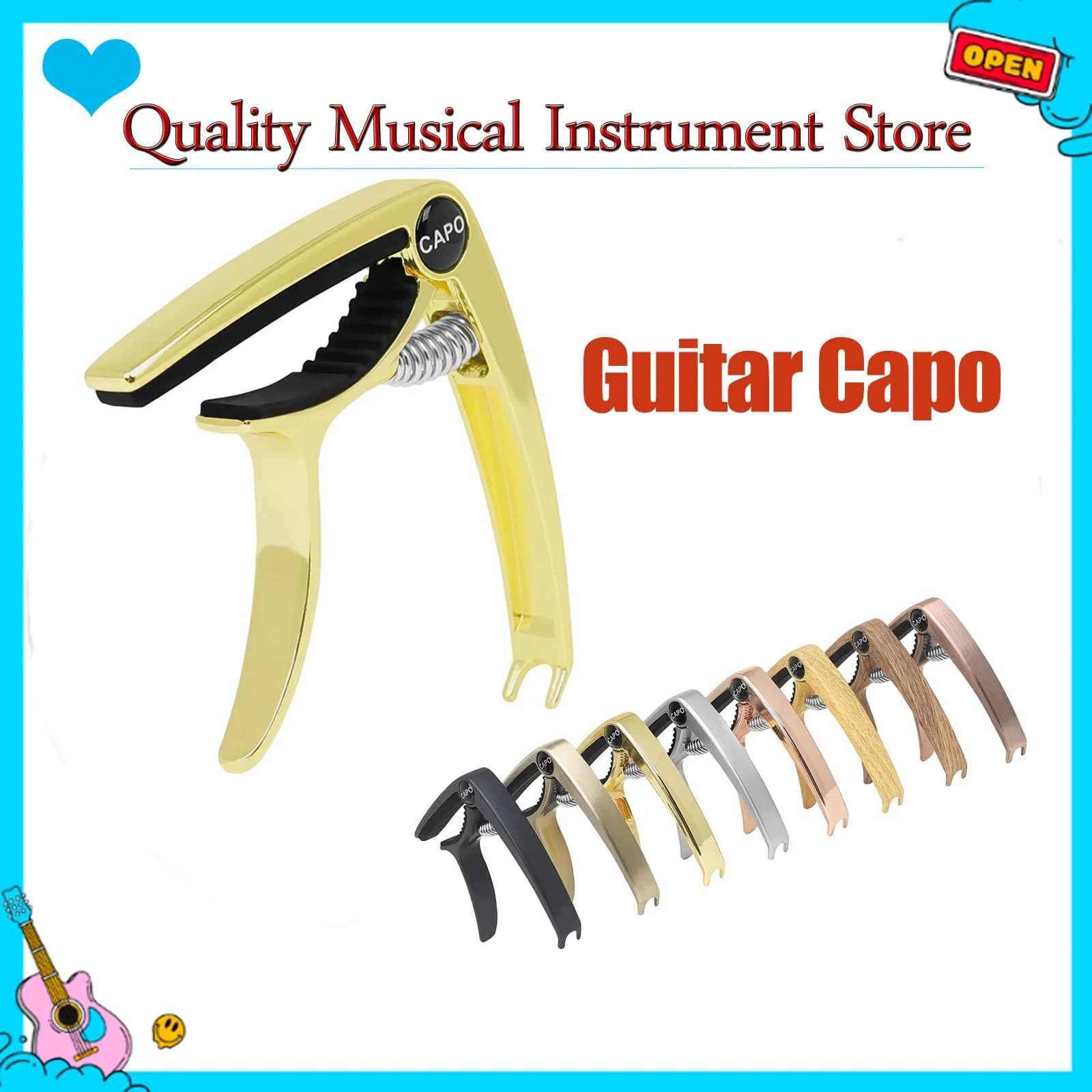 Capotasto per chitarra in lega di alluminio universale per ukulele Capotasto per chitarra in legno Corde per prestazioni Accessori per strumenti musicali