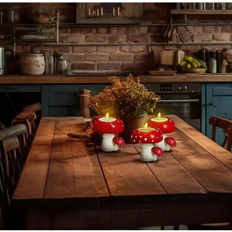 1pcs Simulation Mushroom Home Decor Mushroom Candle Holder Resin Craft Ornament Desktop Decorative Figurine for Home Tabletop