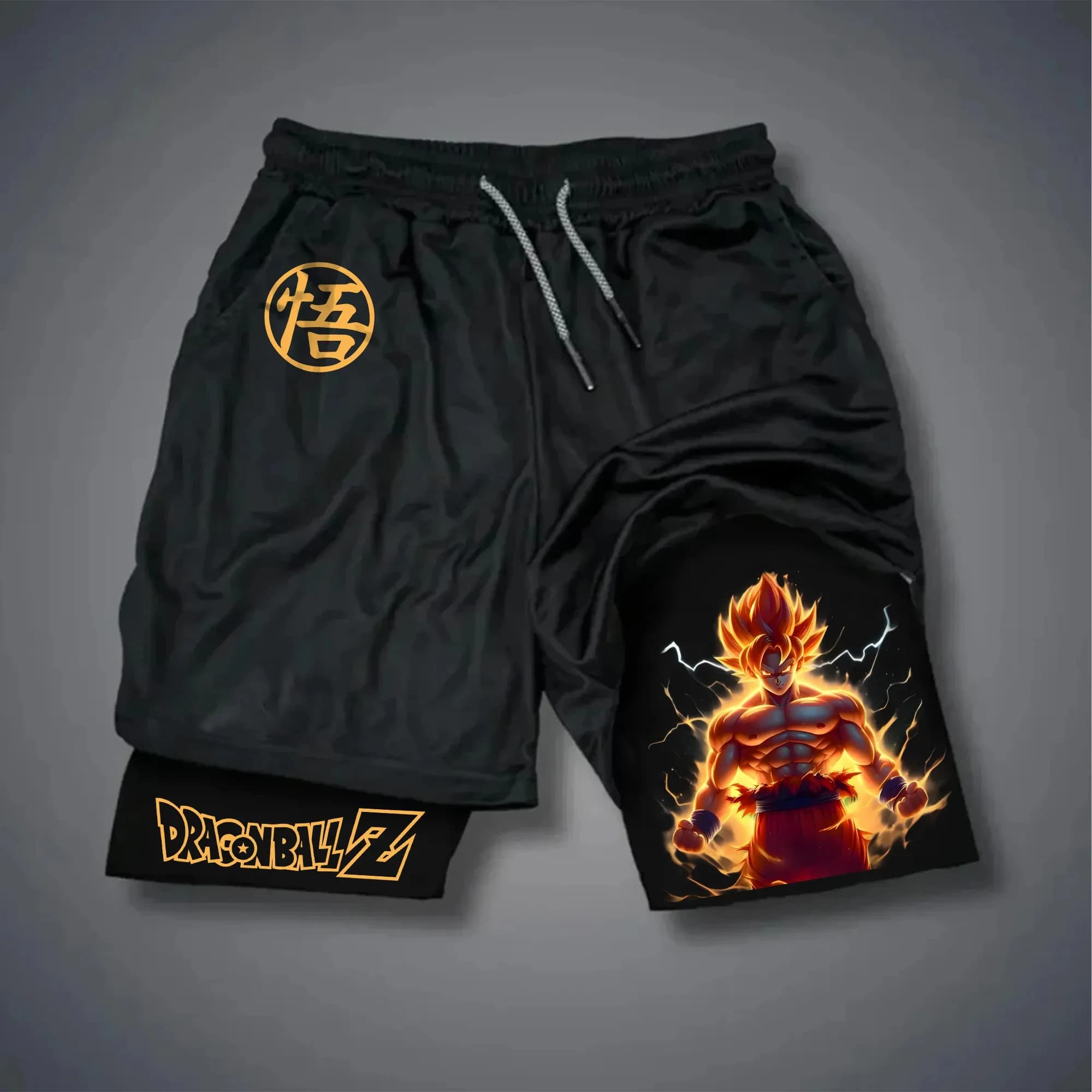 Bandai Dragon Ball Goku double-layer shorts, men's and women's wide sports shorts, summer, breathable and absorbing sweat