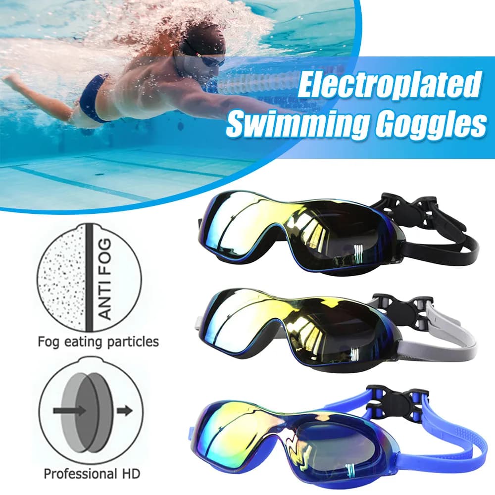 Occhiali da Immersione Elettroplaccati Antiappannamento, Occhialini da Nuoto Regolabili per Sport Acquatici, per Donne, Uomini, Ragazzi e Bambini