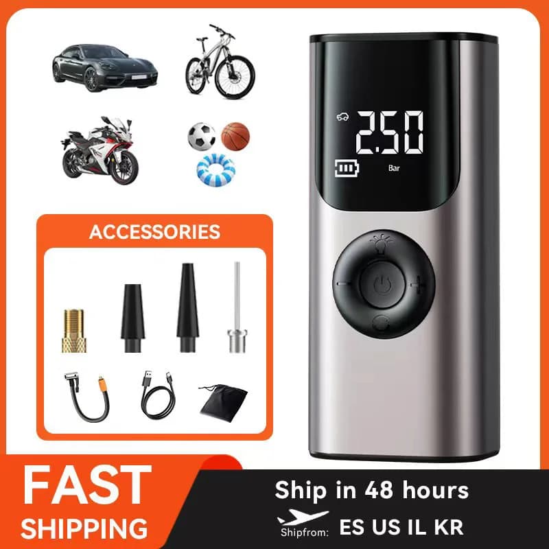 150 PSI portable charger for emergency starter for cars with smart digital display, suitable for cars, motorcycles and bicycles