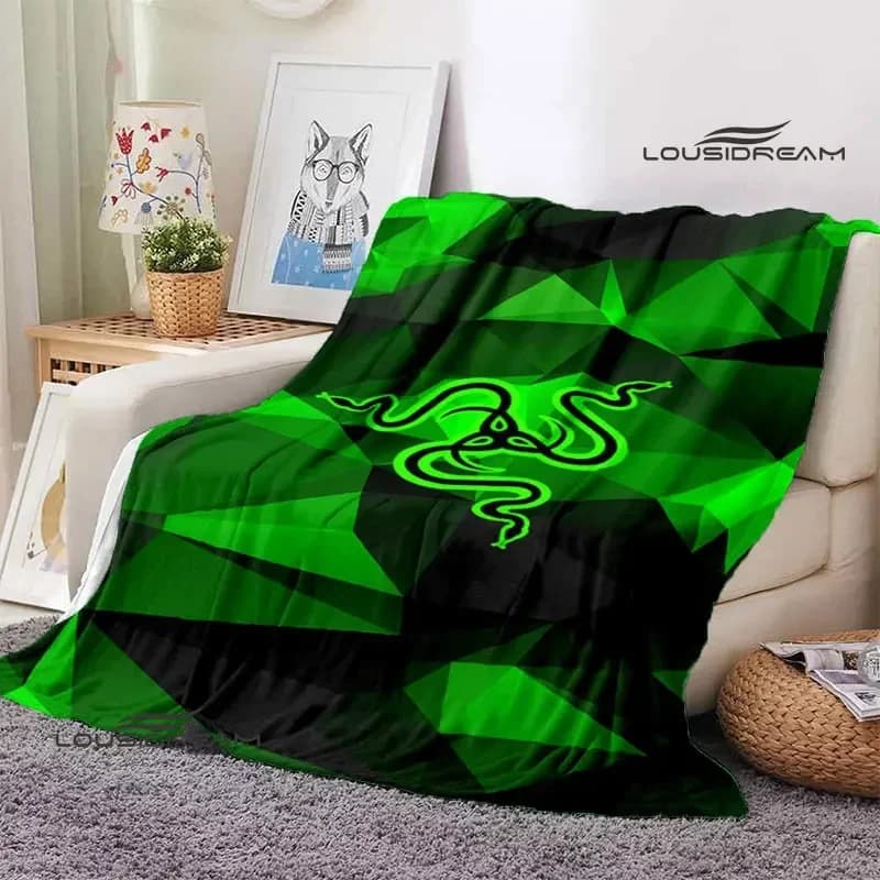 Coperta stampata con logo Game Razer, coperta calda, coperta sottile, coperta in flanella, morbida e confortevole, coperta da viaggio, regalo di compleanno