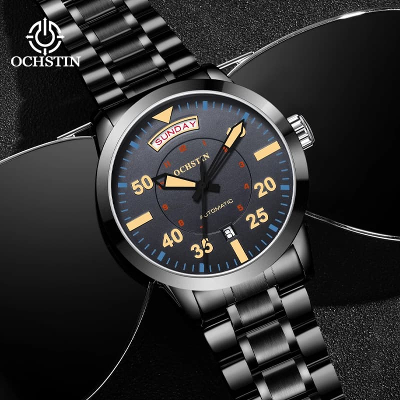 Ochstin nuova serie master 2025 casual semplice vento doppio calendario movimento meccanico orologio da polso da uomo orologio meccanico