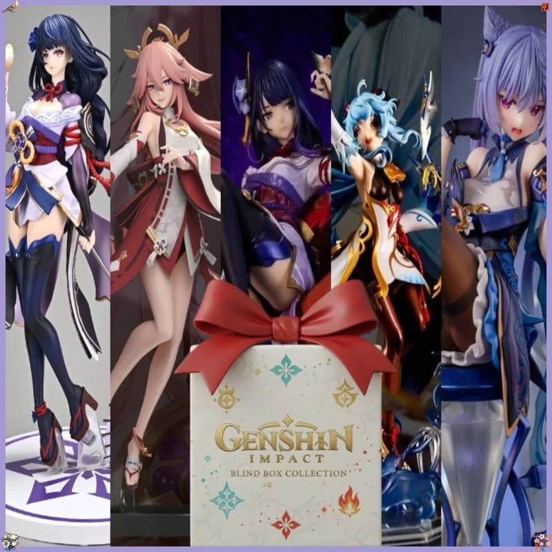 Genshin Impact: Statuette Anime Carine in Stile Chibi, Blind Box, Mini Bambole in PVC, Giocattolo da Collezione, Regalo