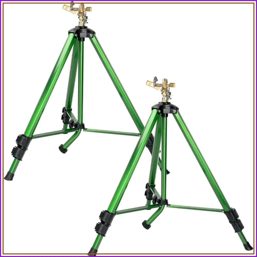 Heavy Duty Impact Sprinkler on Tripod Base, Adjustable Zinc Head for Lawn Garden, 360° Large Area Irrigation, 3/4" Connector with Flip Locks, 2 Pack