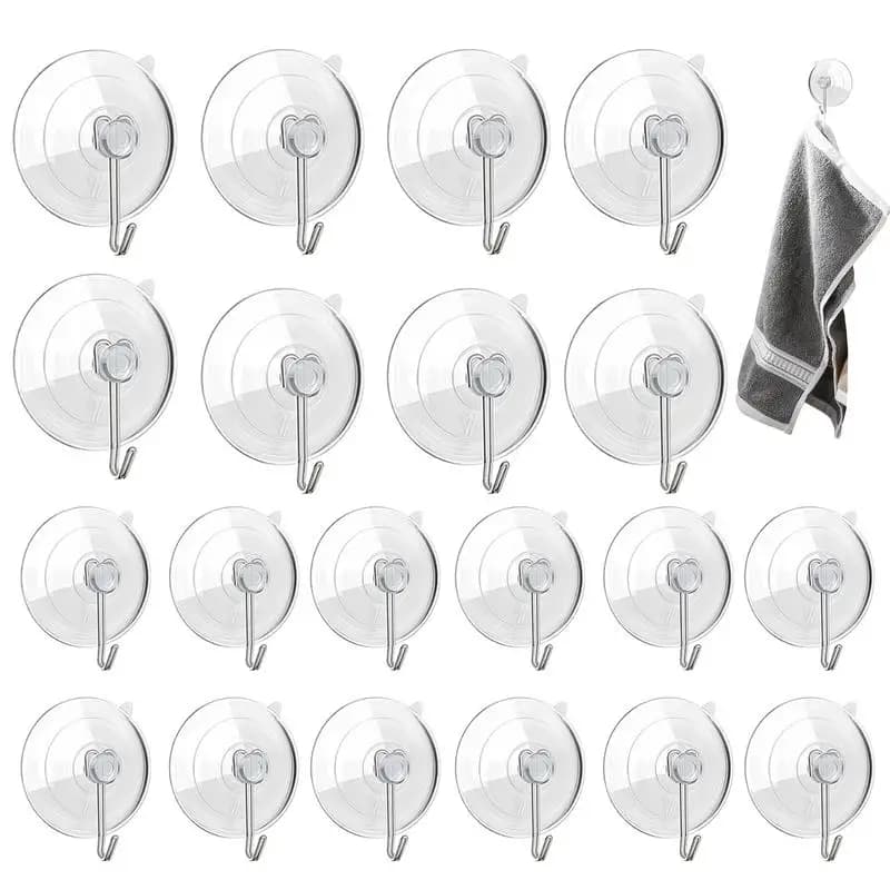 Ganci a ventosa 20 pezzi Ventose trasparenti con ganci Organizzazione domestica per scrivania Porte WC Cucina camper Auto Piastrella da campeggio