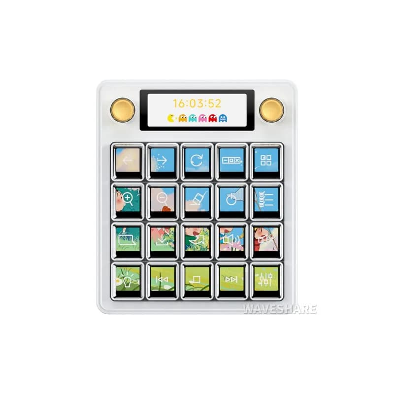 Waveshare MK20 Multi-Functional AI Voice Control Panel,Linux+QMK Dual-system Architecture, Stream Controller Deck