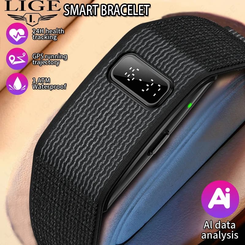LIGE Smart Watch Uomo Sportivo Braccialetto Intelligente Fitness Band Cardiofrequenzimetro Misuratore Pressione Sanguigna Impermeabile Multifunzione Orologi Donna