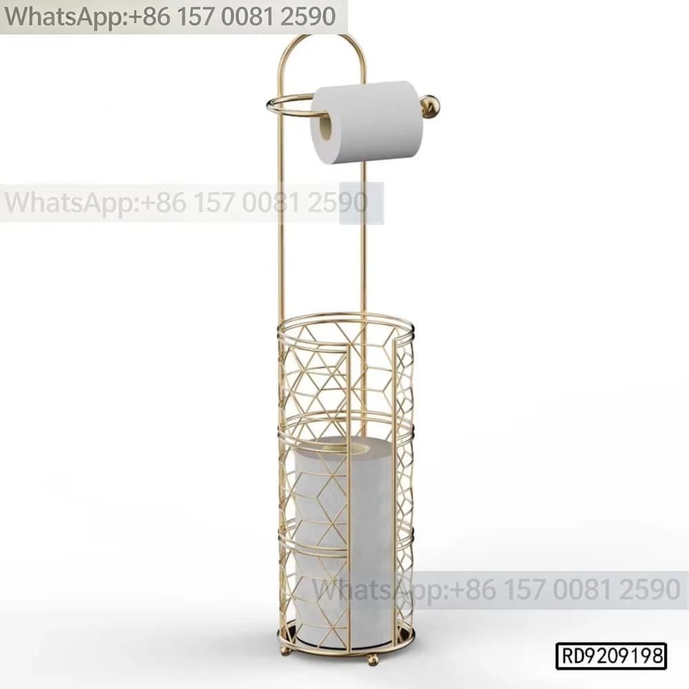 Portarotolo Verticale in Ottone, Moderno Supporto Dorato per Carta Igienica, Decorazione per Bagno e Toilette