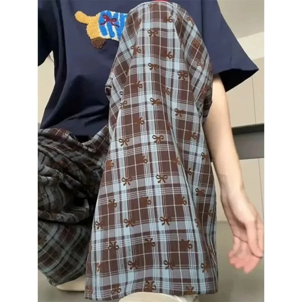 Pantaloni da pigiama con fiocco coreano Pantaloni da salotto svasati a vita alta da donna per passeggiate a casa Pantaloni da pigiama con fiocco coreano comfort primavera autunno