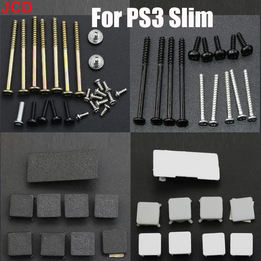 JCD Per PS3 Slim 2000 3000 4000 70000 Console di Gioco Piedini In Gomma di Plastica Set di Copertura Set Completo Viti Kit Parti di Riparazione