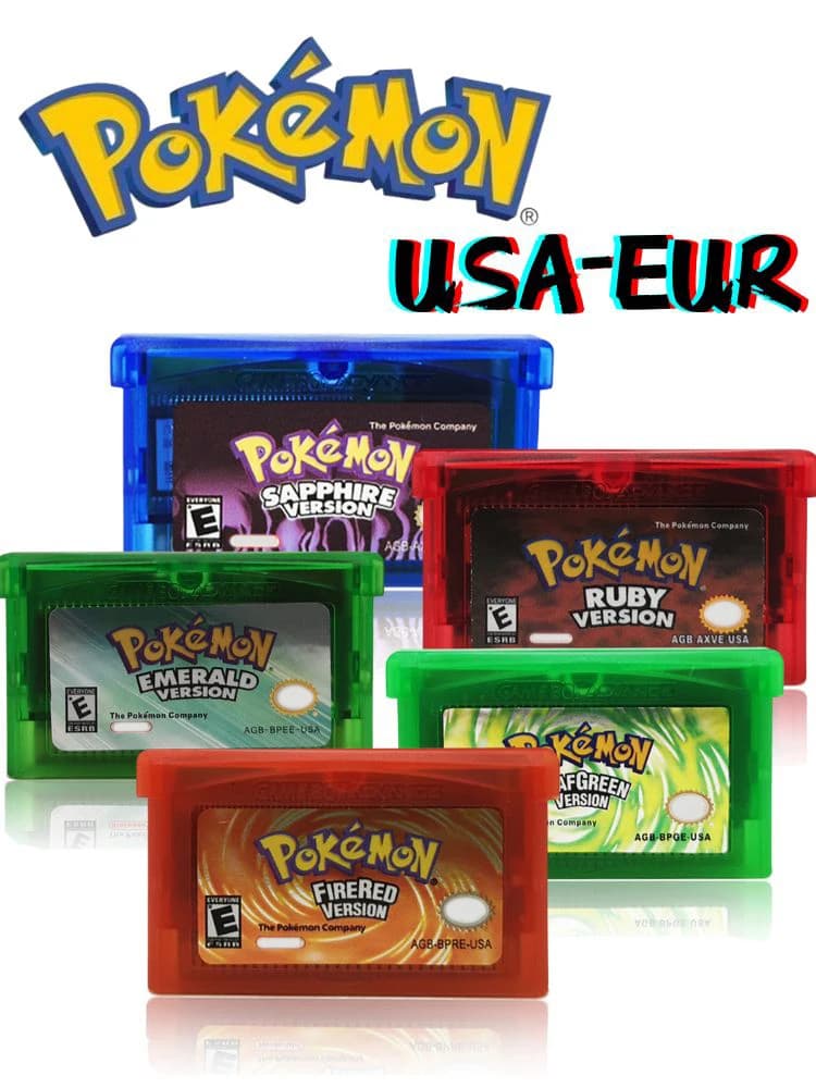 New Pokemon Game Card USA/ITA/NOE/FRA/EUR/ESP Video Game Cartridge Series Emerald FireRed LeafGreen Ruby Sapphire for GBA/SP