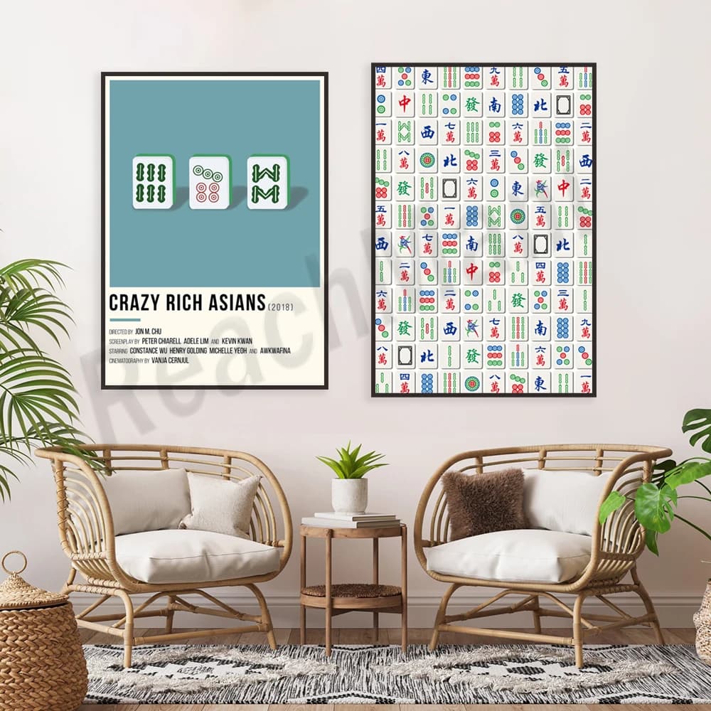Mahjong tiles mahjong poster, stampe di gioco, decorazione della parete di casa