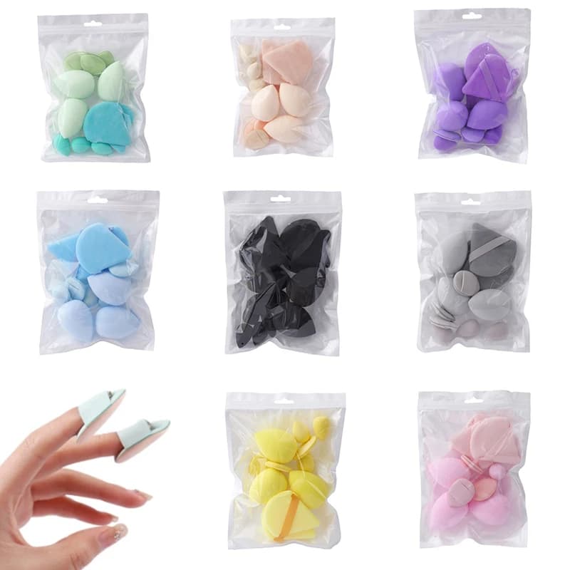 Set di 12 spugne per trucco multiuso, triangolo in velluto, soffio per dita, mini spugna, strumenti per fondotinta liquido