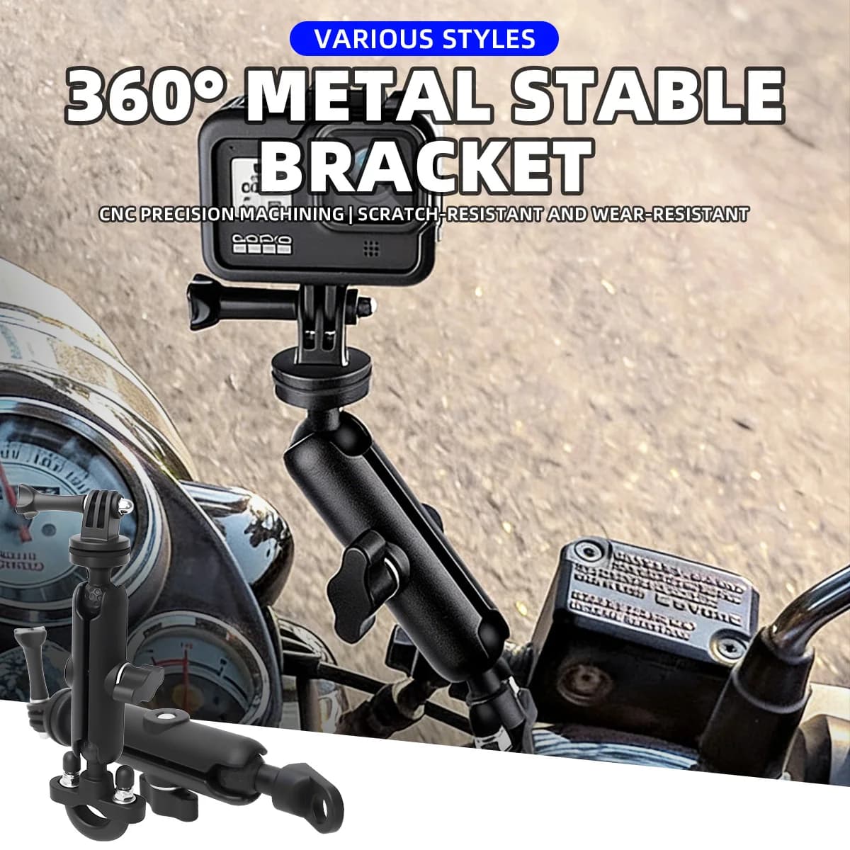 Supporto per Fotocamera da Moto e Bicicletta, Montaggio su Manubrio o Specchietto per GoPro Hero, Insta360, DJI Osmo Action