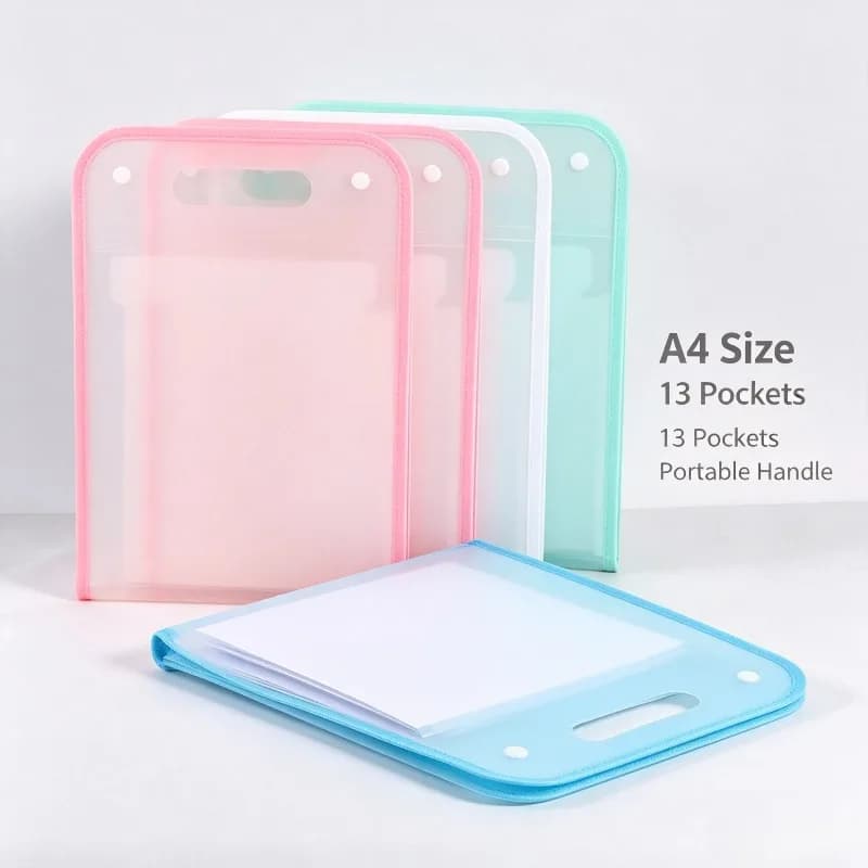 A4 13 Wind Organ File Folder Portable Multi-layer File Storage Bag Office and Home Use Data Classification Storage Bag