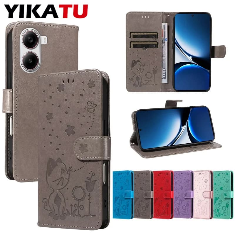 Custodia a Portafoglio Magnetica in Pelle con Slot per Carte per Xiaomi POCO M6 Pro X6 X5 X4 F1 F2 F3 GT F4 F5 M3 M4 M5 M5S X3 NFC