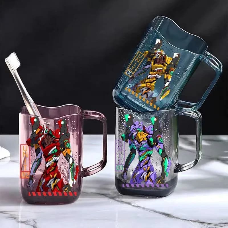 Tazza per Collutorio Neon Genesis Evangelion, Simpatica Tazza in Plastica per Spazzolino, Portaspazzolino Domestico, Adorabile e Resistente