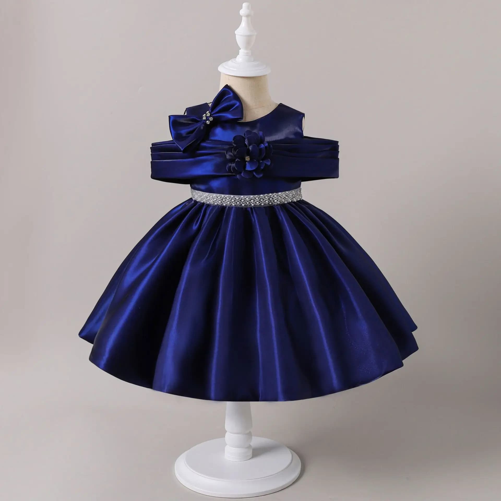 HETISO Costume per bambini Cintura con perline in raso Abiti da ragazza per bambini Abito da ballo festivo per compleanno principessa per bambina 2-5 anni