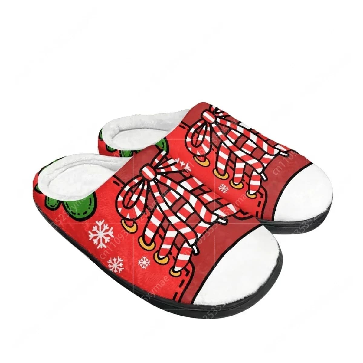Pantofole natalizie in cotone con lacci, con decorazioni lucide di alce, scheletro e omino di pan di zenzero, in peluche, calde, per uomo, donna e adolescente