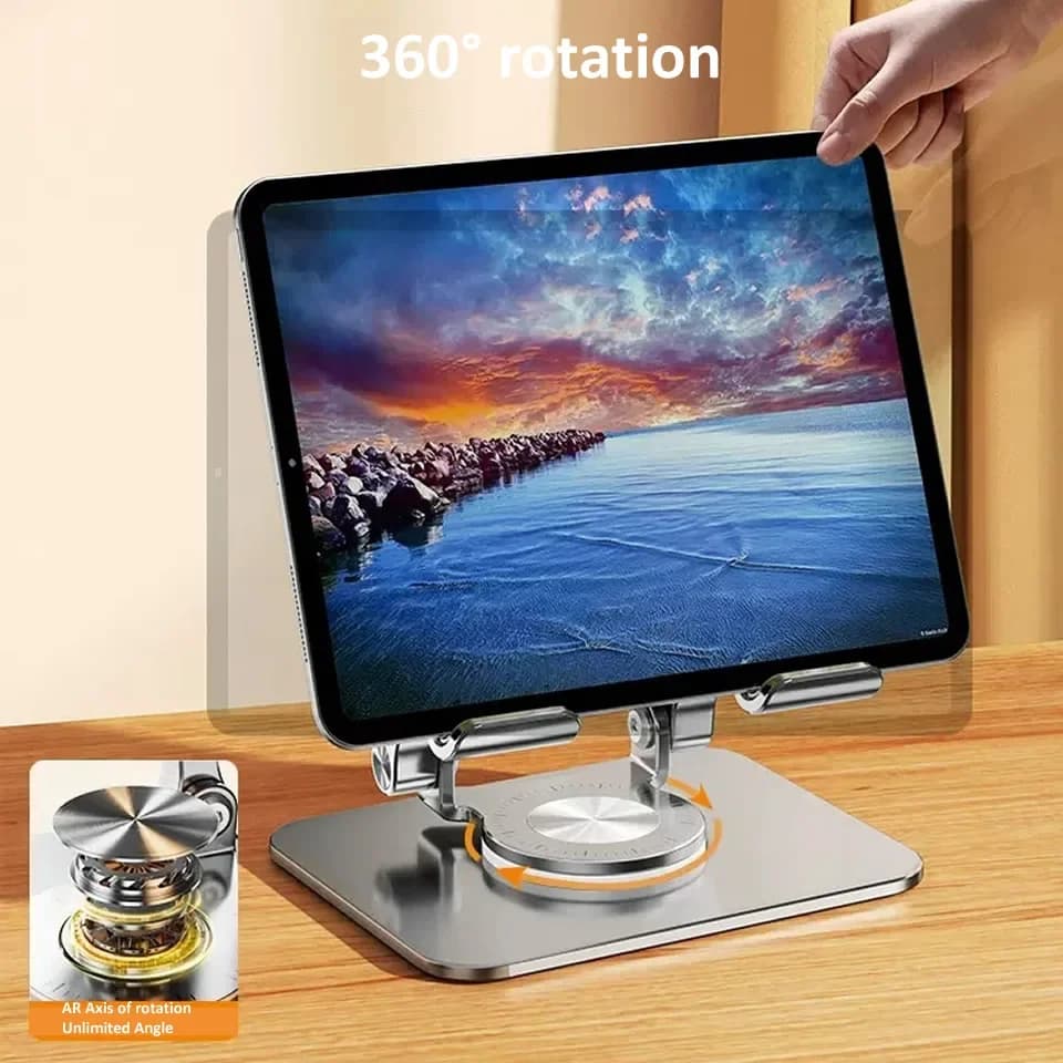360 ° Supporto per tablet con rotazione per iPad, supporto per tablet pieghevole regolabile, supporto per telefono in alluminio compatibile con iPad Pro/Air/Mini