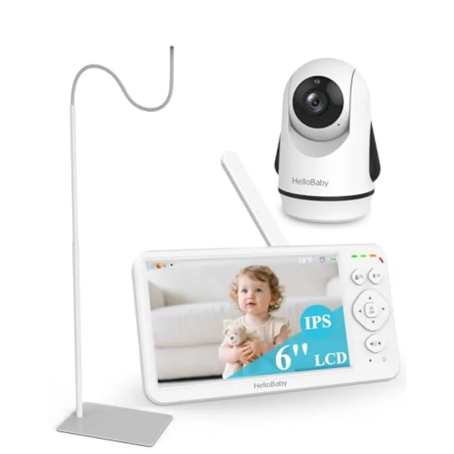 HelloBaby Monitor Video for Children from 6''' with WiFi-free floor support, 30 Hour long battery, Pan-Tilt camera 320°, Zoom 2X, Night vision, Bidirectional communication