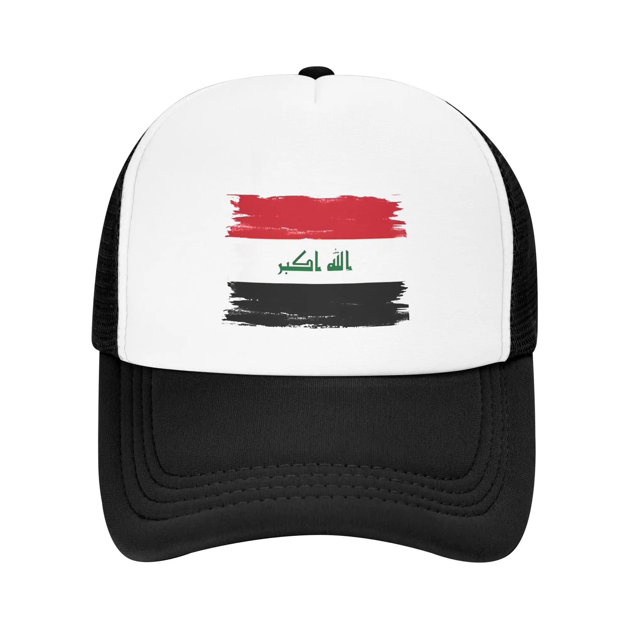 Mesh Sun Hats Iraq Flag National Summer Trucker Hat For Unisex-Teens Casual Adjustable Tennis Skate Baseball Cap