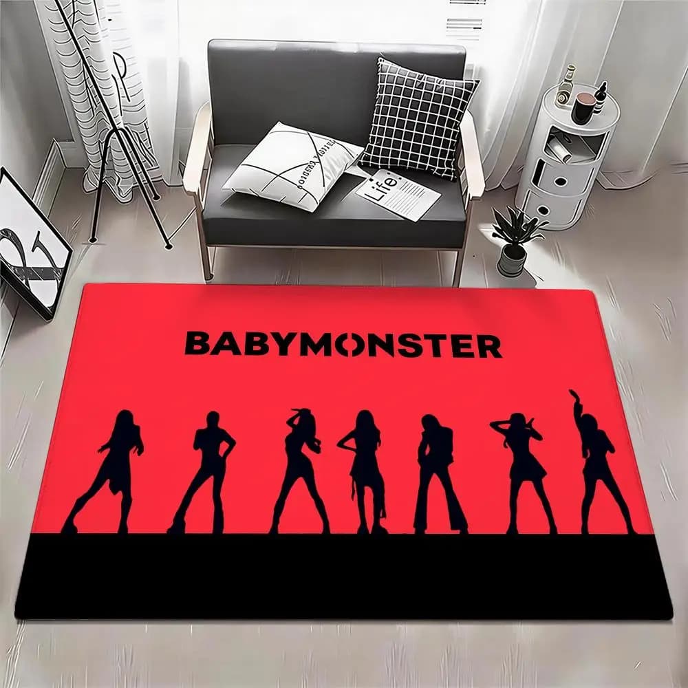 Tappetino Kpop B-babymonsterS Eco - Tappeto in flanella antiscivolo inodore per interni, tappeto morbido in peluche corto per la casa