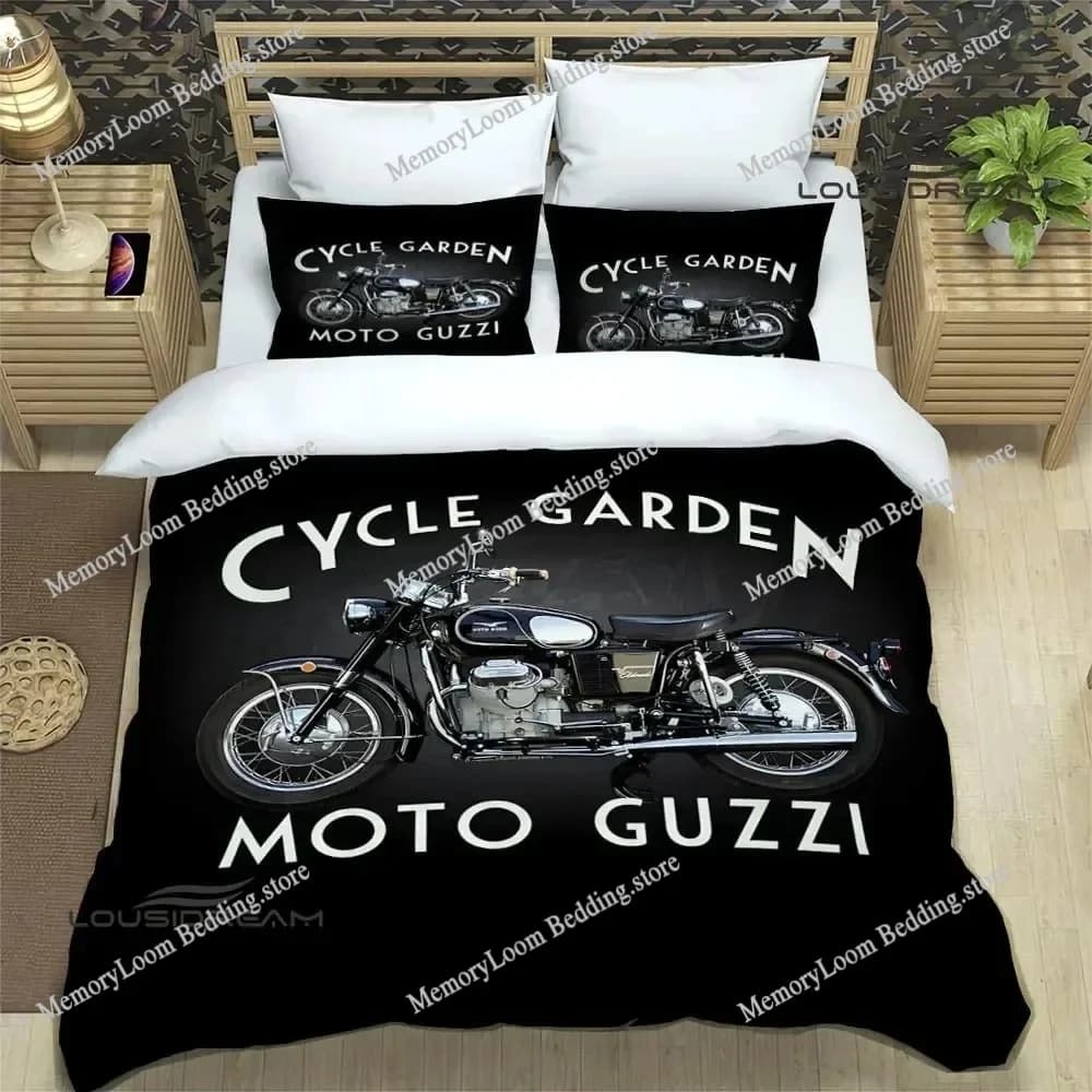 Guzzi Set di biancheria da letto stampati per moto Set di forniture per letto squisito Copripiumino Set di trapunta Set di biancheria da letto Regalo di compleanno di lusso