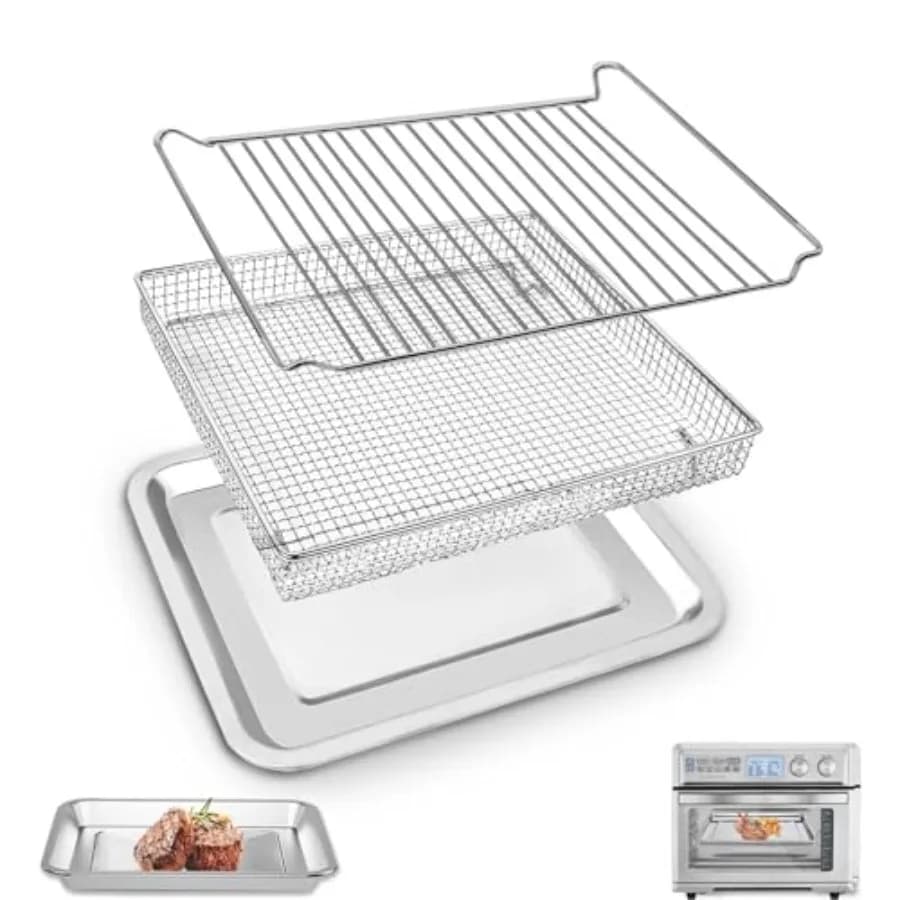 Set da 3 Pezzi per Cuisinart TOA-95: Cestello, Teglia e Griglia per Forno e Friggitrice ad Aria - Accessori per Friggitrice ad Aria Lavabili in Lavastoviglie