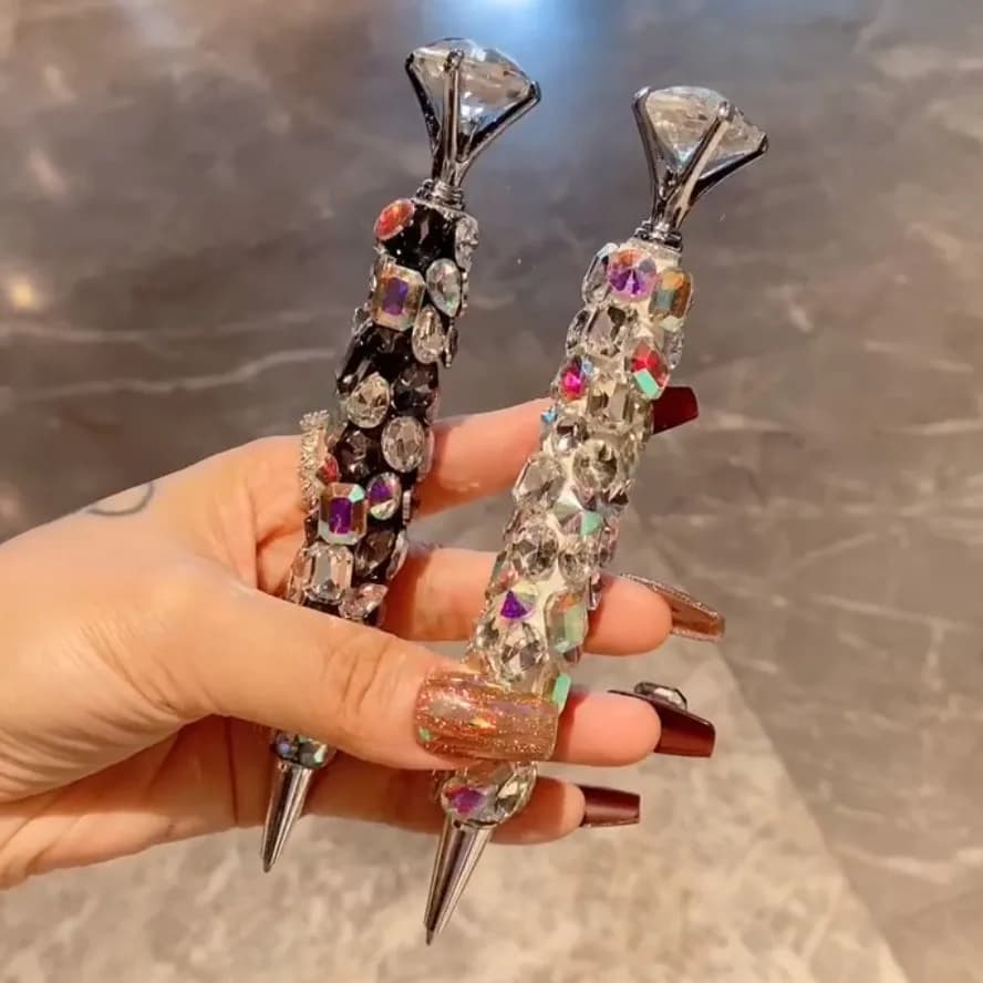 Forniture per ufficio con penna a sfera con calcolatrice di strass custodia per biglietti da visita cucitrice supporto per nastro cancelleria regali per studenti da donna