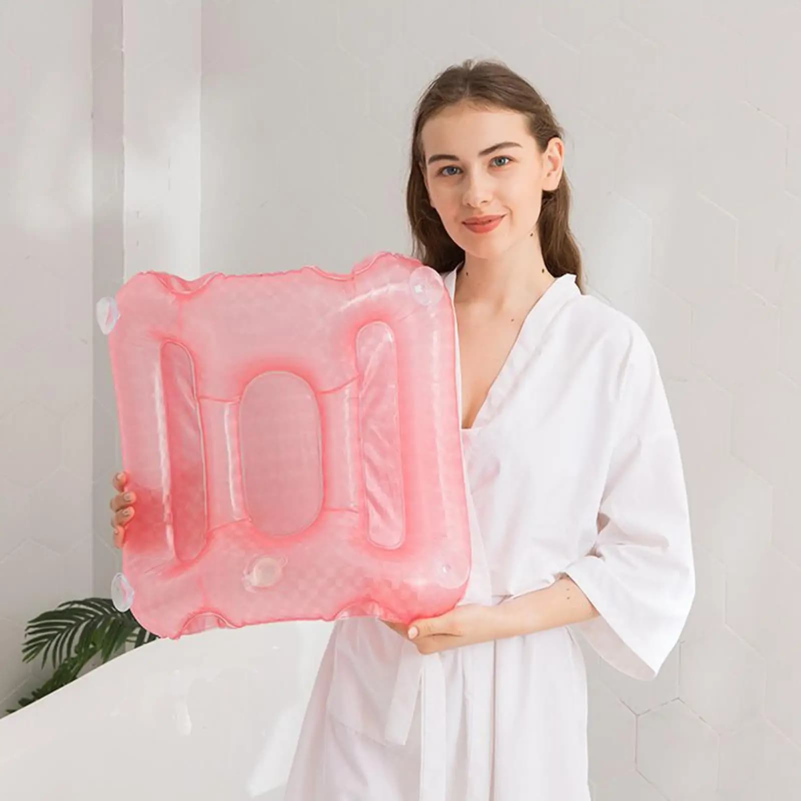 Cuscino per vasca da bagno Cuscino per massaggio al collo per spa Cuscino per massaggio ergonomico da bagno con ventose Tappetino per vasca da bagno per ammollo profondo