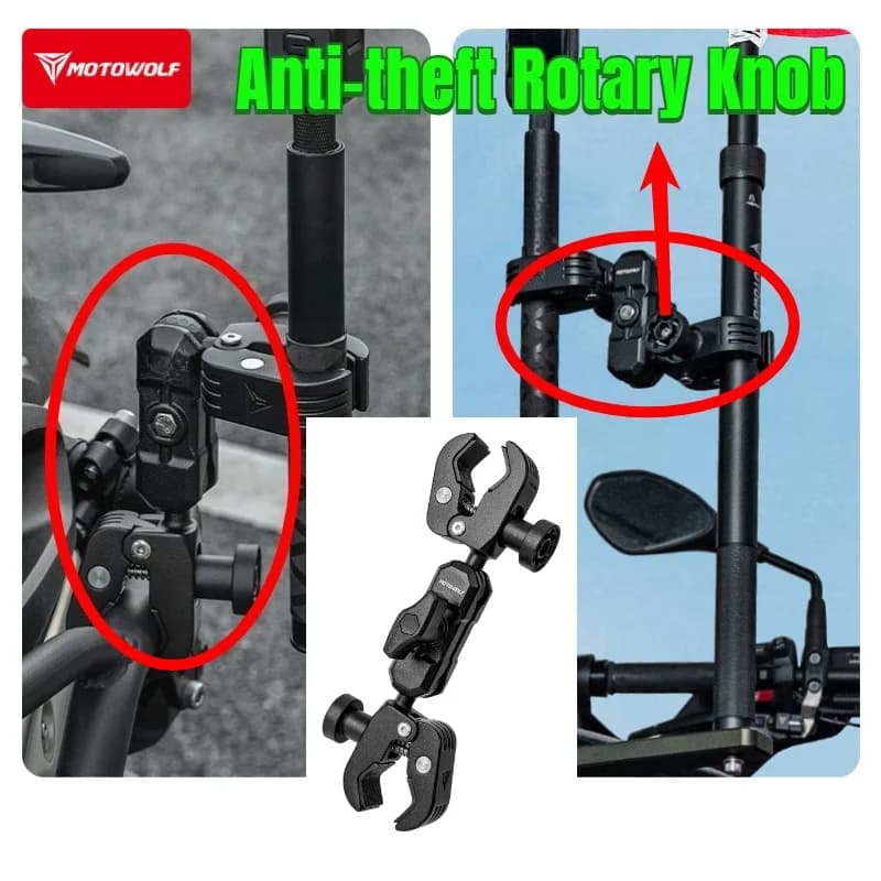 Supporto Universale per Moto in Lega di Alluminio per Fotocamera d'Azione, Montaggio Gimbal, Supporto Fisso per Riprese in Moto, Asta Modificata
